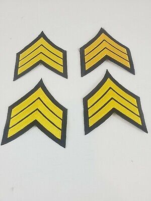 New Gold/Black 3 Stripe Sergeant Chevron Rank Patch Lot Of 4 Uniform Military • 6.49$