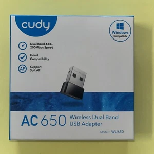 Cudy Wireless DualBand USB Adapter Dongle AC650 802.11ac 433Mbps 802.11n 200Mbps - Picture 1 of 6