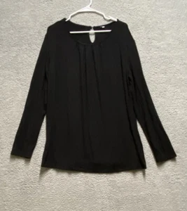 Tasamo Shirt Womens 2XL Black Crew Neck Long Sleeve Stretch Top - Picture 1 of 9
