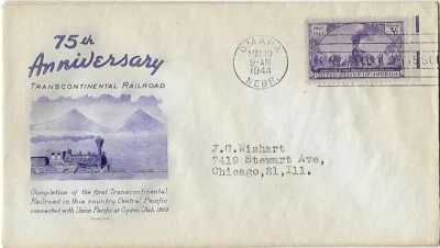 2 '44 FDCs 75th Anniversary of Transcontinental RR SC#924 on Grimsland, HF - Image 1 of 2