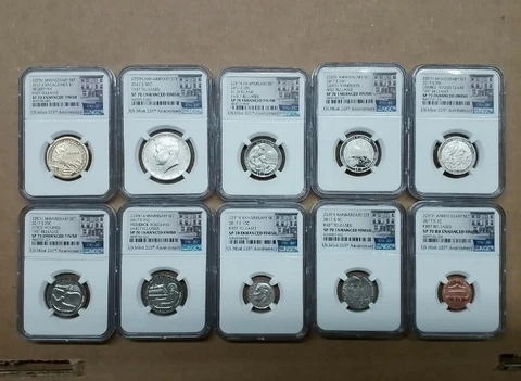 225th Anniversary Set 2017-S 10 Coin Set NGC SP 70 Enhanced Finish  #7426 Cover