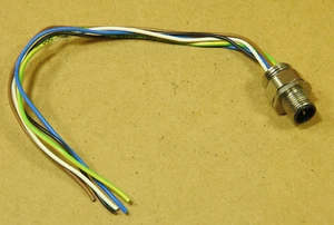 M12 Male Micro Connector Bulkhead with Wires, 5 Pin, TRUMPF - Used - Picture 1 of 2