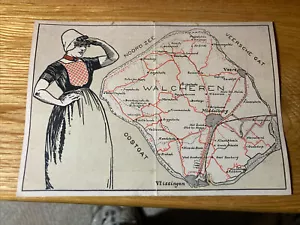 Tarjeta de mapa de Walcheren, Holanda. década de 1940 (?) - Imagen 1 de 2