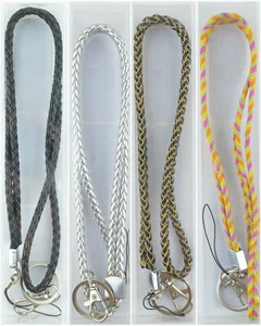 Collar de cuero trenzado multicolor cordón largo llavero para soporte de insignia de identificación - Imagen 1 de 14