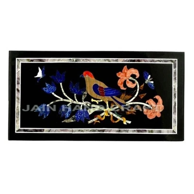 18''x12'' Marble Table Top wall bird panel decor home lapis inlay center table - Image 1 of 3