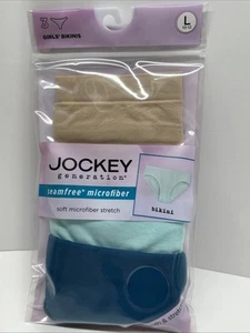 Jockey Generation Girls Seamfree Microfiber Bikini Underwear Large 10-12 3 Pack - Picture 1 of 3