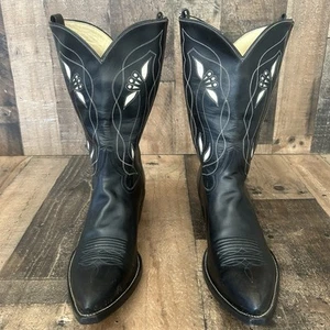 Stivali da cowboy western da golf Rocketbuster vintage in pelle con intarsiata da uomo 10,5 - Foto 1 di 12
