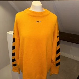 Off White Industrial Y013 Pullover Gr. M gelb Pulli FW19 Virgil Abloh Wolle - Bild 1 von 10