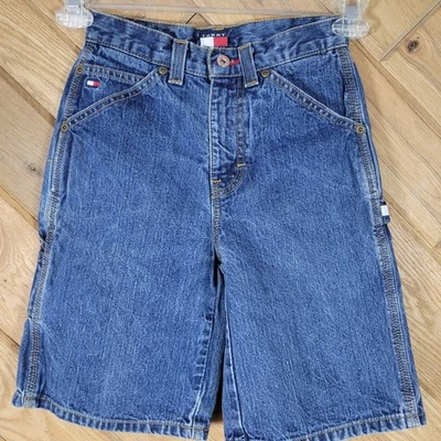 Tommy Hilfiger Boys Denim Shorts Size 8 Carpenter Style Logo Flag - Image 1 of 4
