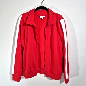 Colsie Track Jacket Womens Large Red White Stripe Full Zip Lounge Activewear - Picture 1 of 13