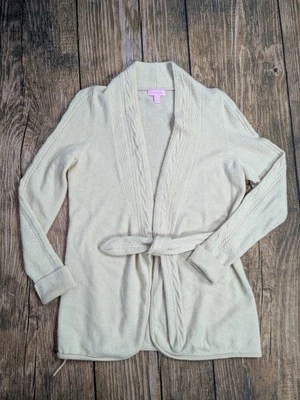 Suéter Lilly Pulitzer Corbata Frontal Beige 100% Cachemira Talla Grande Cortina Foto 1 de 4