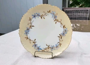 VINTAGE LIMOGES JPL Gold and Blue Spring Flowers Porcelain Plate France 8.5" - Picture 1 of 10