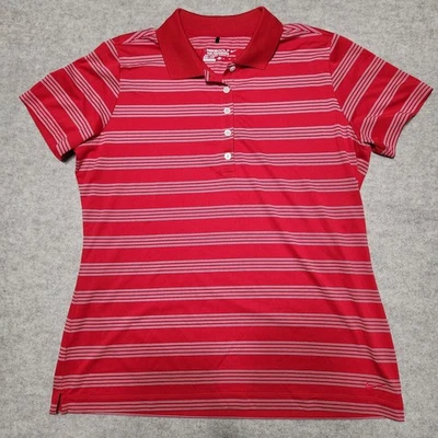 Camisa polo para mujer Nike Golf Tour Performance a rayas roja talla XL Foto 1 de 4