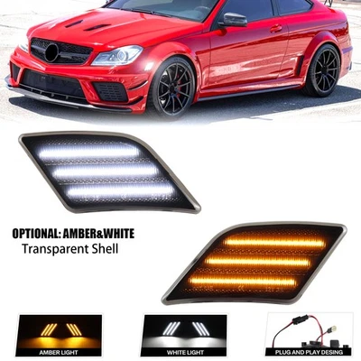 For 08-11 Mercedes Benz W204 C250 C300 C350 C63 AMG LED Side Marker Lights 2PCS - Image 1 of 4