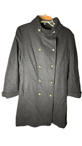 Cole Haan City Women’s Wool Coat Size 12 Black Double Breasted Peacoat  - Picture 1 of 5