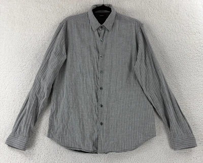 Camisa con botones Theory para hombre gris medio a rayas manga larga 100 % algodón informal Foto 1 de 4