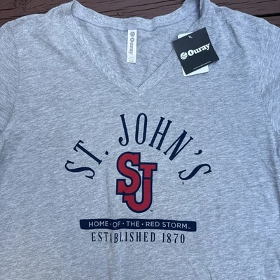 NWT St John's University Red Storm T-Shirt Women’s Large Gray V-Neck - Image 1 of 4
