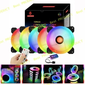 3/5/6Pack RGB PC Cooling Fan 120mm Cooler with Controller for Computer Desktop - Picture 1 of 16