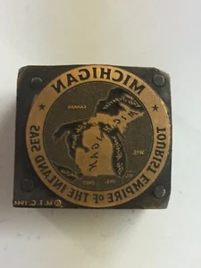 Michigan-Tourist Empire of the In land Seas Advertising Printer Type Block ~PB65 - Picture 1 of 1