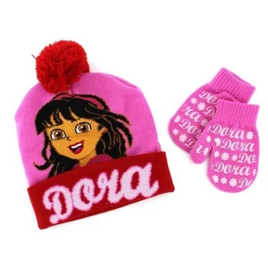 Dora and Friends Toddler Girls Hat with Mittens Set - Pink / Red - Picture 1 of 1