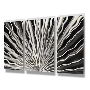 Moderne Abstrakte Metall Wand Skulptur Kunst Zeitgenössische Malerei Wohndeko Silber - Bild 1 von 5