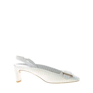 Zapatos señora DEL CARLO blanco lagarto estampado cuero Mirò slingback pump Italy - Imagen 1 de 7