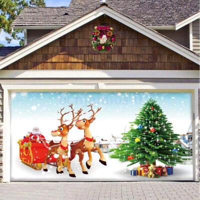 New 480*210CM Merry Christmas Holiday Banner Garage Door Large Cover Decoration - image 1 of 4
