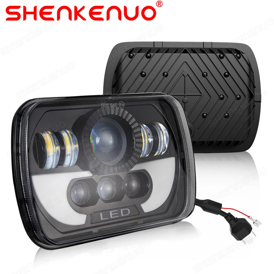 Pair 100W 7x6" Led Headlights Headlamp fit Chevy C6500 C7500 Kodiak Sealed Hi/Lo - Image 1 of 4