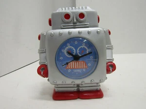 OLD METAL CLOCK BATTERY ROBOT WORKS SPACE TOY  - Picture 1 of 5