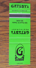 GREAT GASBY LITERARY CHARACTER MATCHBOOK COVER: TORONTO, ON EMPTY MATCHCOVER -C4