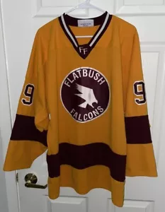Flatbush Falcons Retro Hockey Jersey Gold Crimson Mens Elbow Holes Mens - XXL(?) - Picture 1 of 4