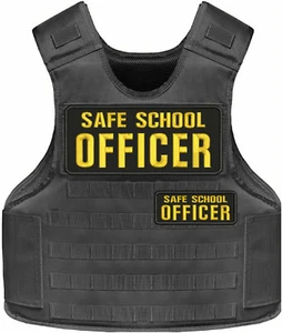 SAFE SCHOOL OFFIZIER EMB AUFNÄHER 4x10 & 2X5 HAKEN AUF RÜCKSEITE SCHWARZ/gold - Bild 1 von 2
