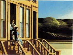 100% Handmade Oil painting Reproduction,Sunlight on Brownstones by Hopper EH128 - Picture 1 of 1