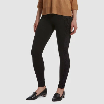 $60 Hue Womens Black Floral-Lace Ponte Skinny-Leg Stretch Legging Pants Size S - Image 1 of 3