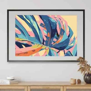 Monstera Leaf Island Vibes Painting Art Premium Poster High Quality choose sizes - Picture 1 of 3