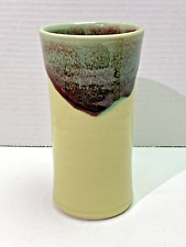 Handmade 2005 Tom Jones Pottery Signed Drip Glazed Art Crazed Tumbler Vase 6.5"