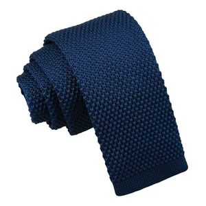Corbata ajustada tejida lisa lisa informal para hombre azul marino de DQT - Imagen 1 de 1