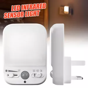 Plug In PIR Motion Sensor Hallway Plug Socket LED Home Night Light Lamp Safe - Picture 1 of 14