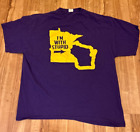 Minnesota Purple I'm With Stupid Funny T-Shirt - KFAN - Joke Wisconsin- Size 2XL