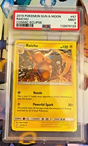 Raichu Regular Rare #67 - PSA MINT 9 - 2019 SM Cosmic Eclipse - Pokemon TCG - Picture 1 of 6
