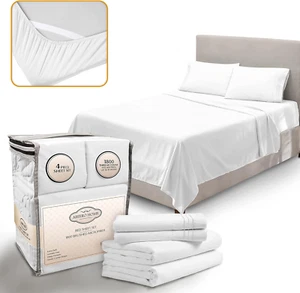 Queen Sheet Set - Luxury Hotel Bed Sheets - Soft Cooling Sheets with Elastic Cor - Picture 1 of 7