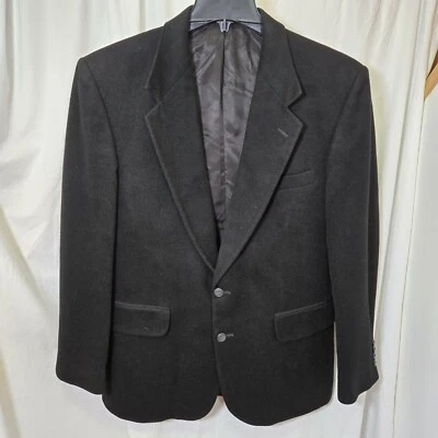 Vintage Robert Stock Cashmere Sport Coat Blazer Jacket Black Mens 39R Classic - Image 1 of 4