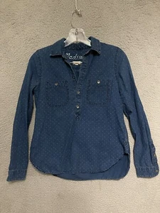 Top MADEWELL Mujer Azul Talla XS Manga Larga Medio Botón Adulto Algodón - Imagen 1 de 5