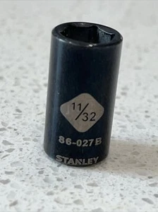Stanley 11/32 Standard size Socket BLACK CHROME NEW!!! 6-pt 1/4"drive - Bild 1 von 7