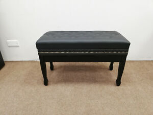 ADJUSTABLE DUET PIANO STOOL WITH MUSIC STORAGE LEATHERETTE WITH BRASS STUDS