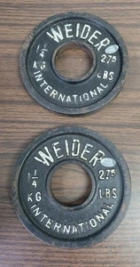 Lot Of 2 Vintage Weider International Olympic 2 3/4 lbs 2" Hole Weight Plates E - Picture 1 of 8