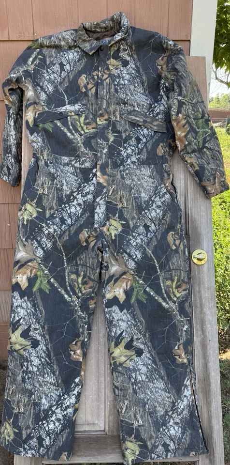 Винтажный Jerzees на открытом воздухе камуфляж Mossy дуб с подкладкой охоты полный комбинезон костюм размер 2XL - Изображение 1 из 4