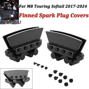 M8 Finned Spark Plug Covers For Harley Touring Road Glide Softail Fat Boy 17+ - Picture 1 of 8