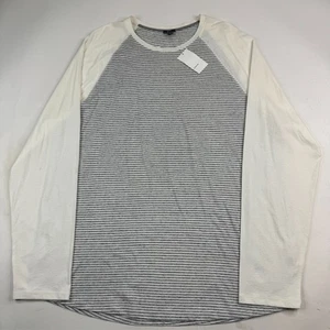 Vince Mens XXL Gray White Striped Cotton Modal Blend Long Sleeve Shirt NWT - Picture 1 of 13