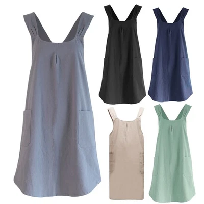 Cross Back Apron For Women With Pockets Kitchen Apron Smock - Image 1 of 4